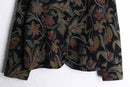 black base flower design band collar gobelin jacket
