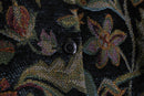 black base flower design band collar gobelin jacket