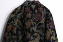 black base flower design band collar gobelin jacket