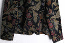 black base flower design band collar gobelin jacket