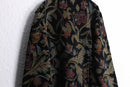black base flower design band collar gobelin jacket