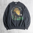 90s "WWF" jaguar wildlife graphic black sweatshirt
