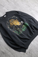 90s "WWF" jaguar wildlife graphic black sweatshirt