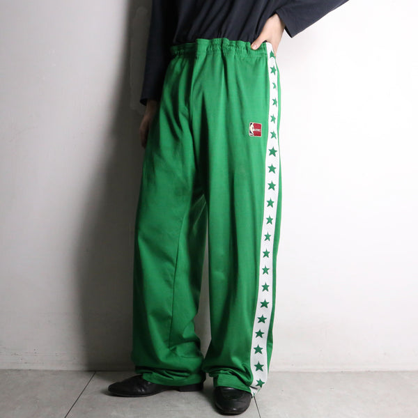 green color star line track pants