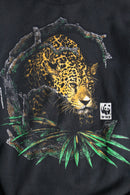 90s "WWF" jaguar wildlife graphic black sweatshirt