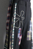 "Re:make"花柄　check shirt docking flare trousers pants
