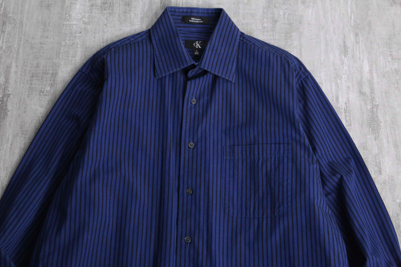 “Calvin Klein” blue cotton stripe shirt