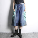 "Re:make" gingham pocket wide denim shorts