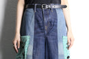 "Re:make" gingham pocket wide denim shorts