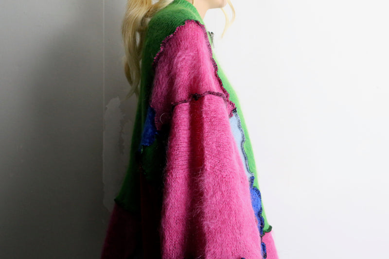 "Re:make" colorful double zip design knit