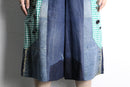 "Re:make" gingham pocket wide denim shorts