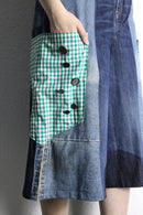 "Re:make" gingham pocket wide denim shorts