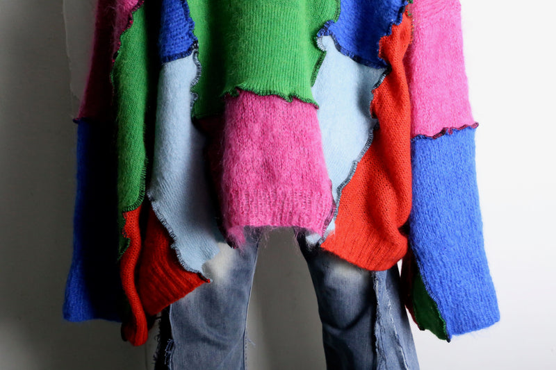 "Re:make" colorful double zip design knit