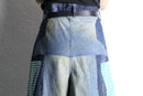 "Re:make" gingham pocket wide denim shorts