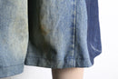 "Re:make" gingham pocket wide denim shorts