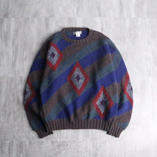 "Burberrys" geometric british wool knit