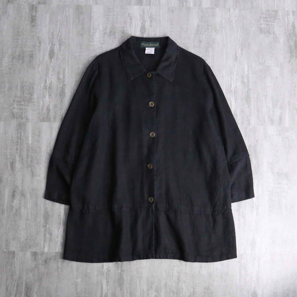 black color linen shirt jacket