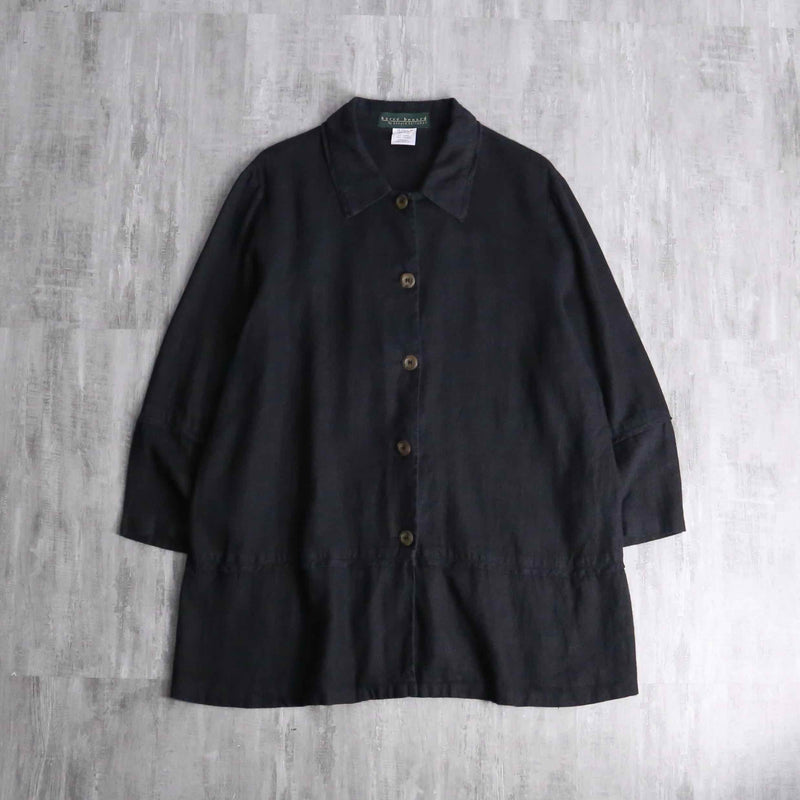 black color linen shirt jacket
