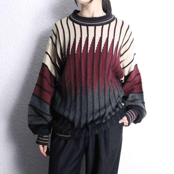 gradation 3D pattern acryl knit