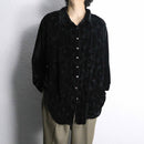 “WHITE STAG” black velours botanical embroidery shirt