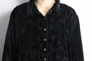 “WHITE STAG” black velours botanical embroidery shirt