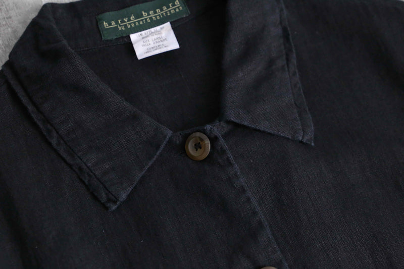 black color linen shirt jacket