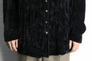 “WHITE STAG” black velours botanical embroidery shirt