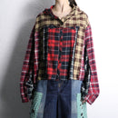 "Re:make" patchwork check shirt hoodie
