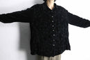 “WHITE STAG” black velours botanical embroidery shirt