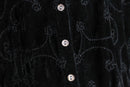 “WHITE STAG” black velours botanical embroidery shirt