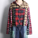 "Re:make" patchwork check shirt hoodie