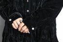 “WHITE STAG” black velours botanical embroidery shirt