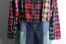 "Re:make" patchwork check shirt hoodie