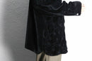 “WHITE STAG” black velours botanical embroidery shirt