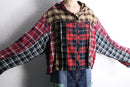 "Re:make" patchwork check shirt hoodie