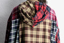 "Re:make" patchwork check shirt hoodie