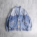 oversized chemical denim shawl jacket