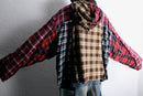 "Re:make" patchwork check shirt hoodie