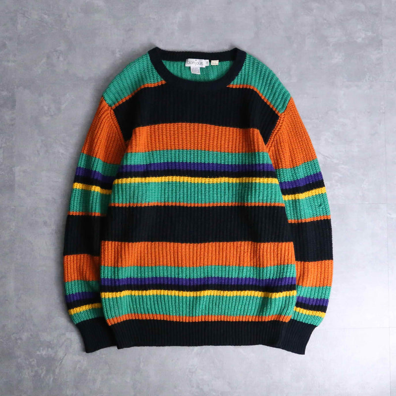 Italian taste multi color border knit