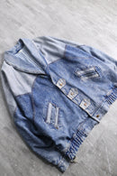 oversized chemical denim shawl jacket