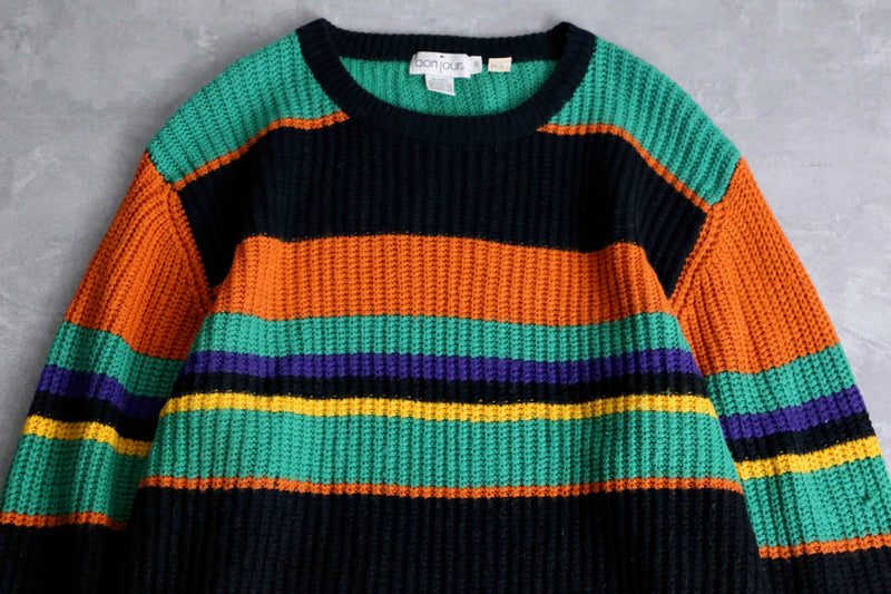 Italian taste multi color border knit