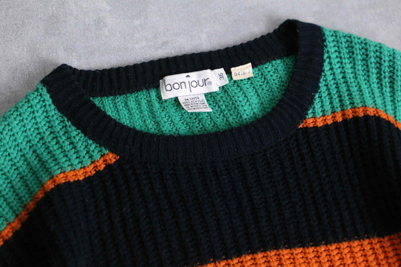 Italian taste multi color border knit