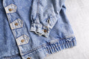 oversized chemical denim shawl jacket
