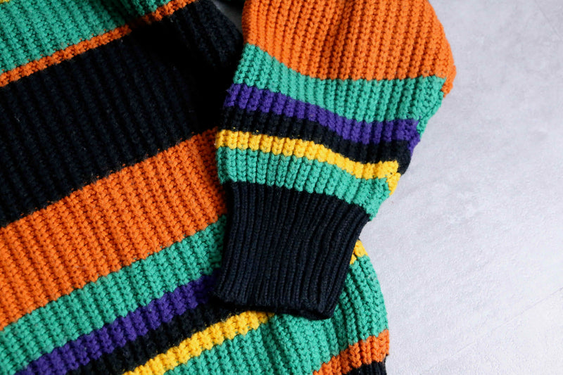 Italian taste multi color border knit