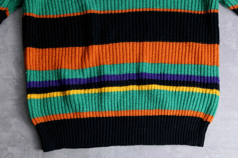 Italian taste multi color border knit