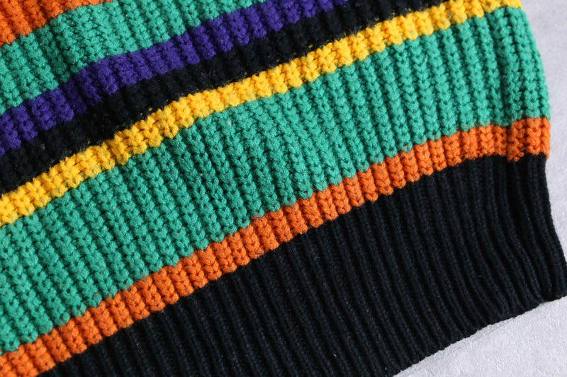 Italian taste multi color border knit