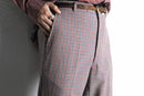 70's tattersall check poly flare pants