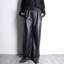 black fake leather wide straight pants