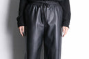 black fake leather wide straight pants