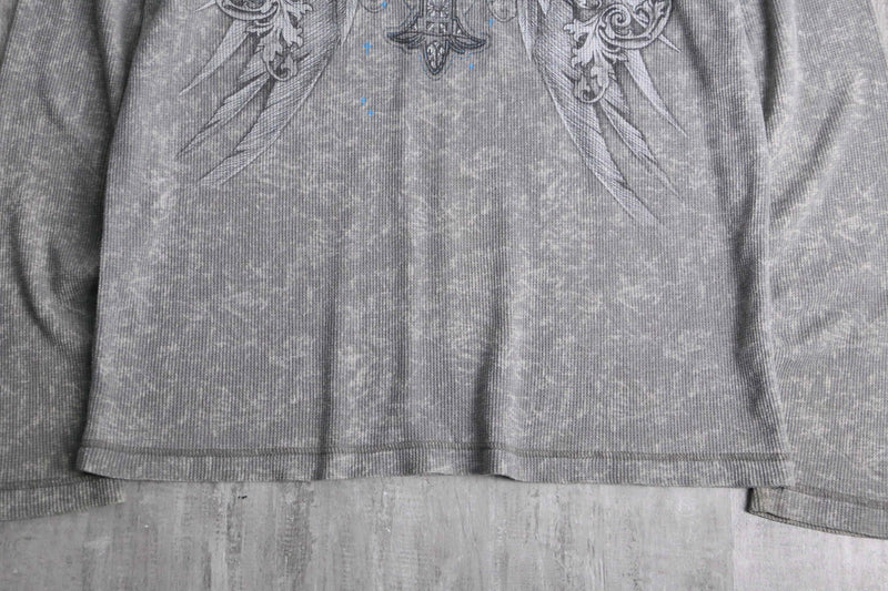 y2k design waffle textile L/S tee